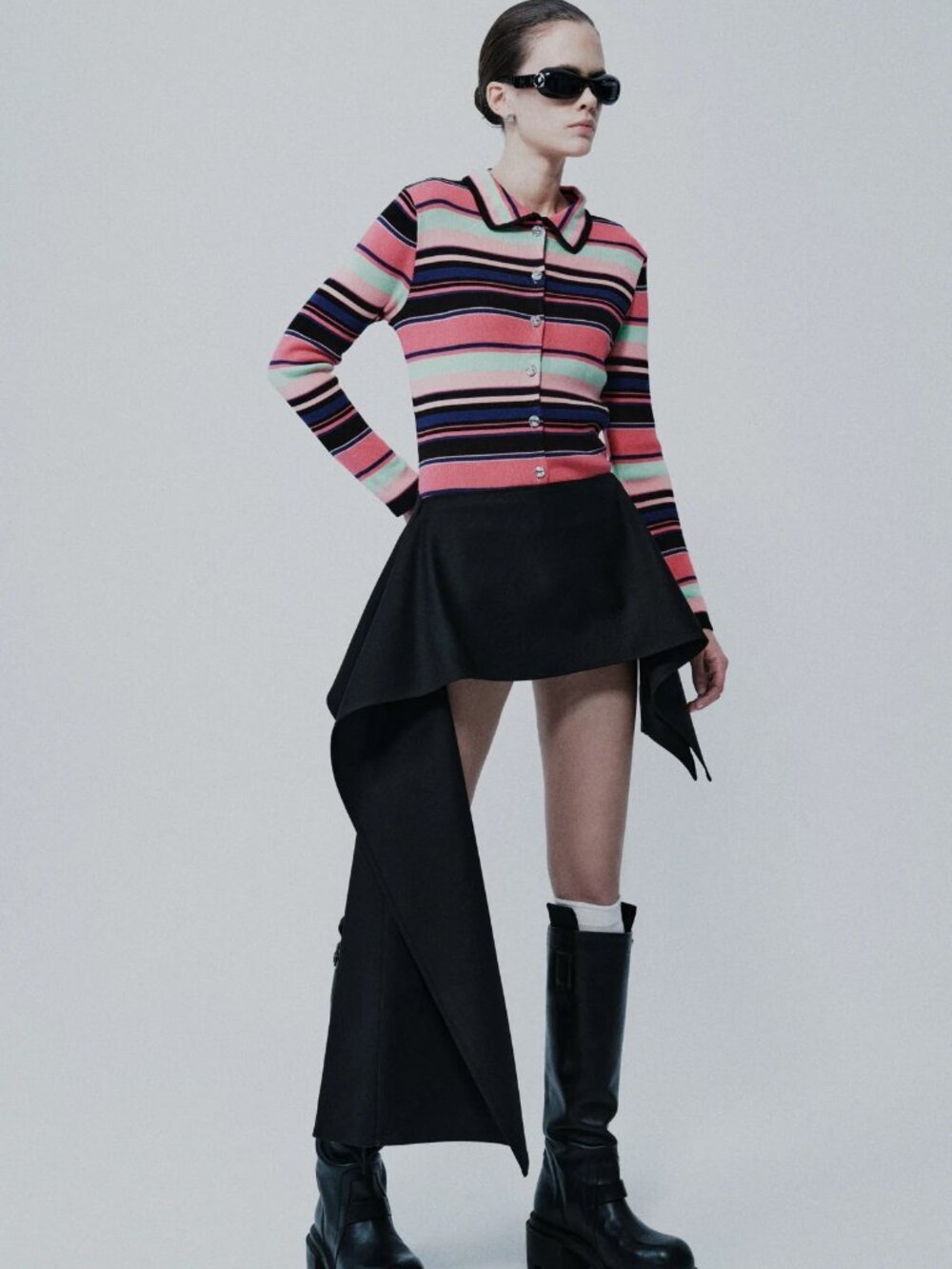 Ace Nayman Celine Striped Knitted Top / Cardigan M/L